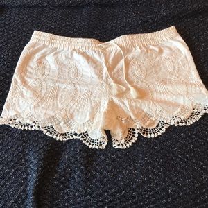 LOFT white lace shorts